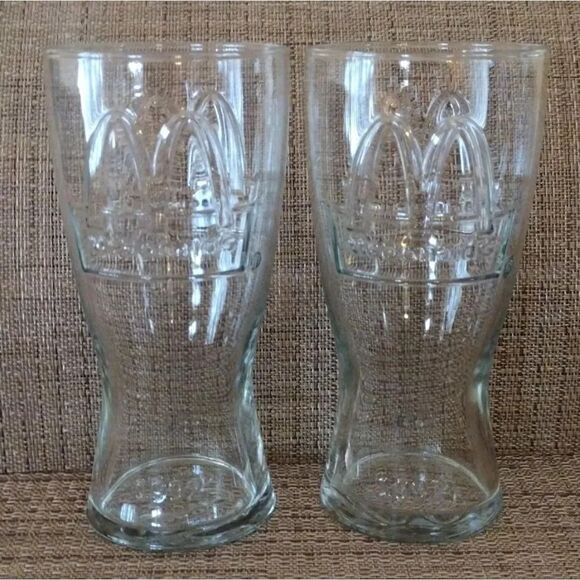 Vintage 1992 Set of 2 McDonald's Clear Fountain Coke Glasses - Picture 9 of 17